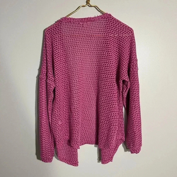 Umgee Pink Open Knit Cardigan Size S - Picture 3 of 7